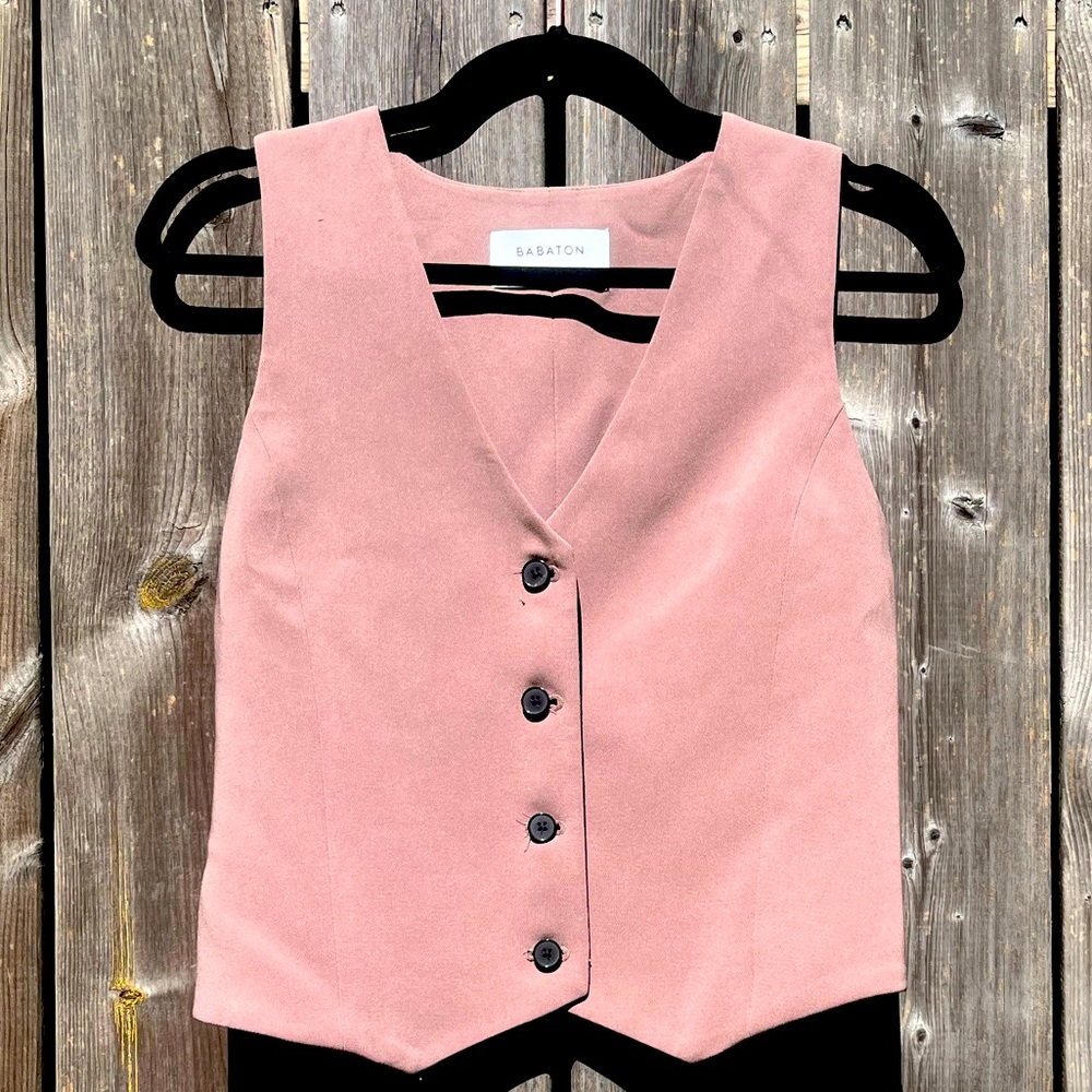 Babaton Dusty Rose Deniro Buttoned Vest NWOT
